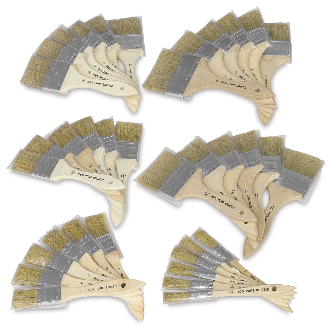 Blick Economy White Bristle Brush Class Pack - Gesso, Classpack of 36 Brushes